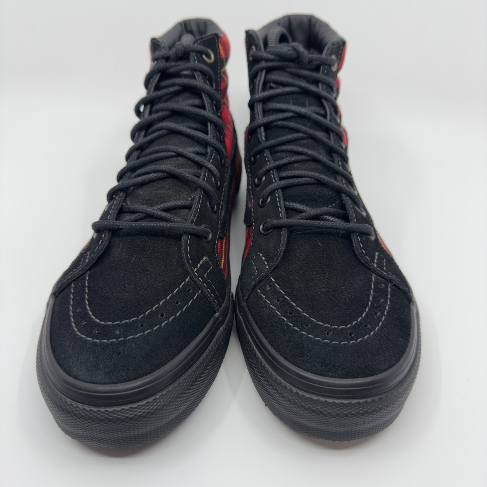 Vans Red and Black Plaid High-Top Sneakers - Picture 3 of 16